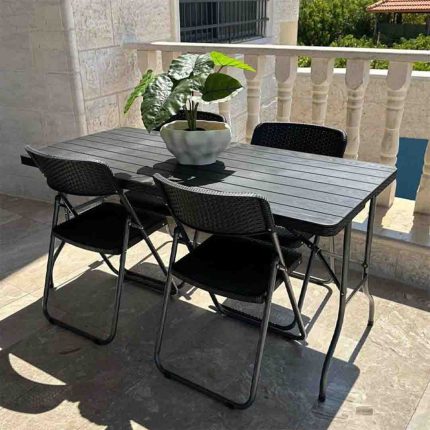 طقم طاولة رتان مستطيل مع اربع كراسي